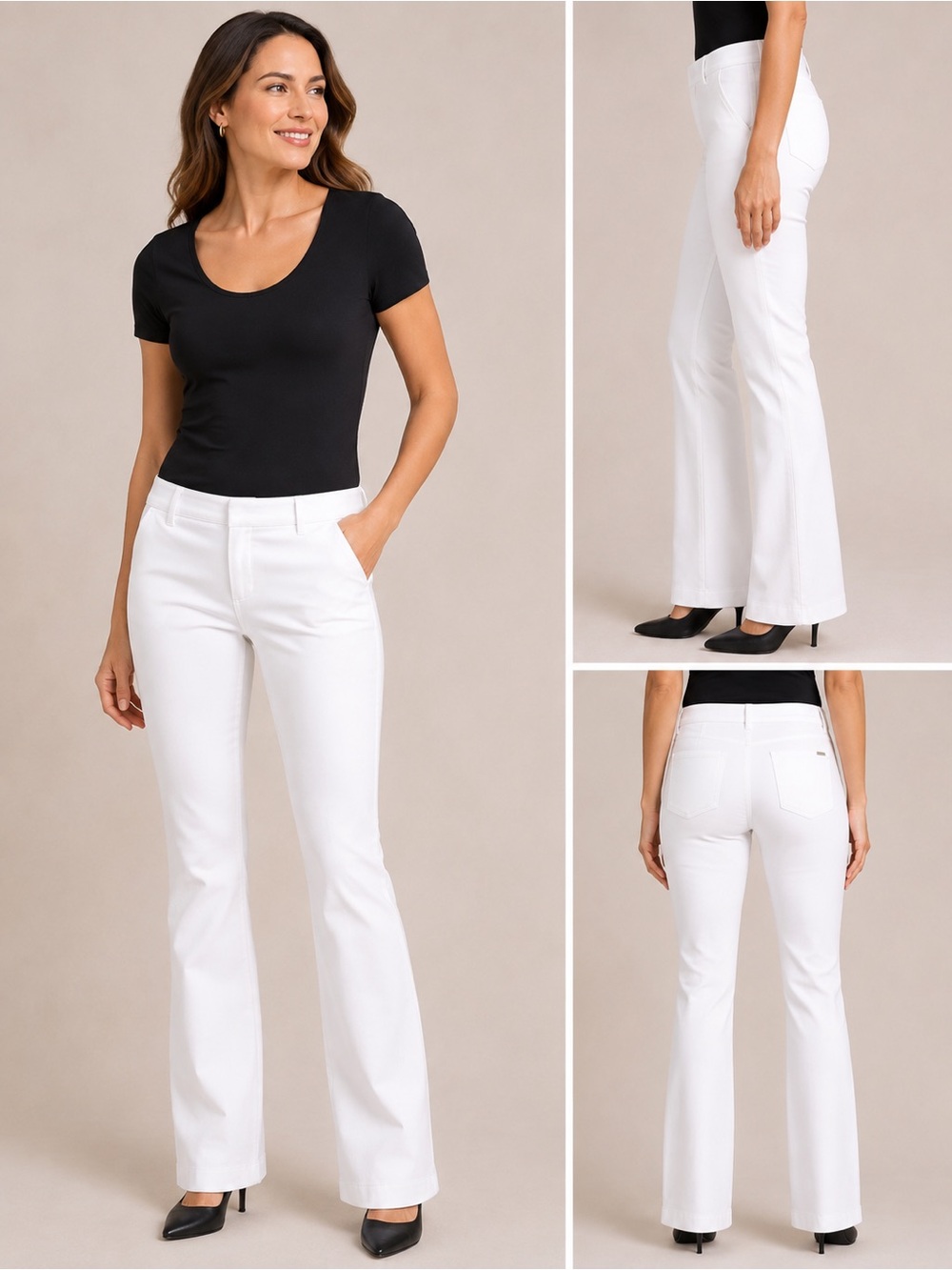 White House Black Market White Bootcut Stretch Pants size 6 R